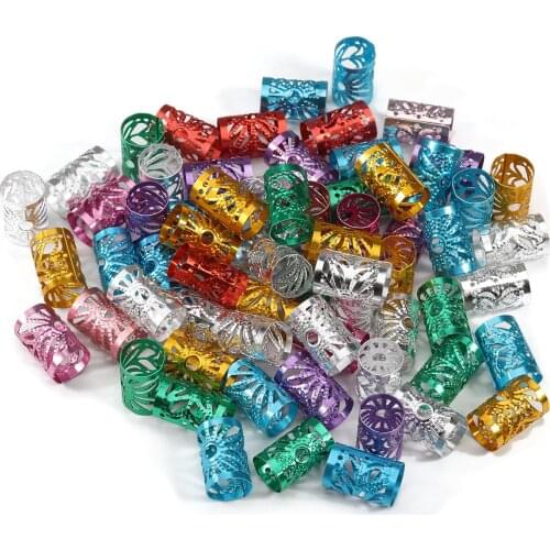 100pcs Gold/silver Color Metal Tube Hair Braid Dread Dreadlock Beads Adjustable Hair Braids Cuff Clip 7/9mm Hole Micro Ring Bead