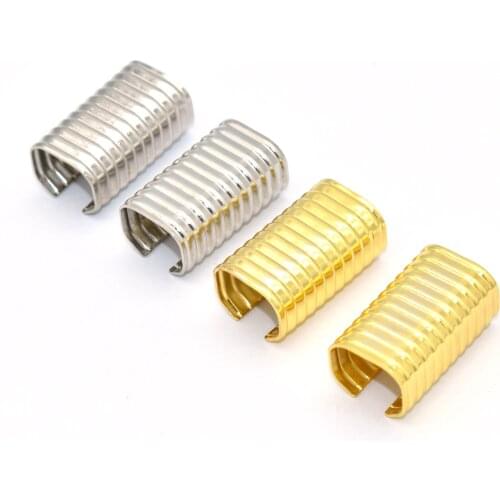 20mm Gold Ribbon End Clamps With Loop End Fastener Ribbon Cord Rope Clips Lanyard Clip Leather End Crimps Webbing Key Fob