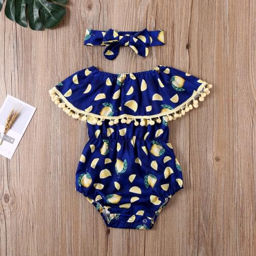 2021 Baby Summer Bodysuits Clothing Infant Newborn Baby Girls Elastic Waist Slim Flowers Tassels Ruffle Jumpsuits + Headband