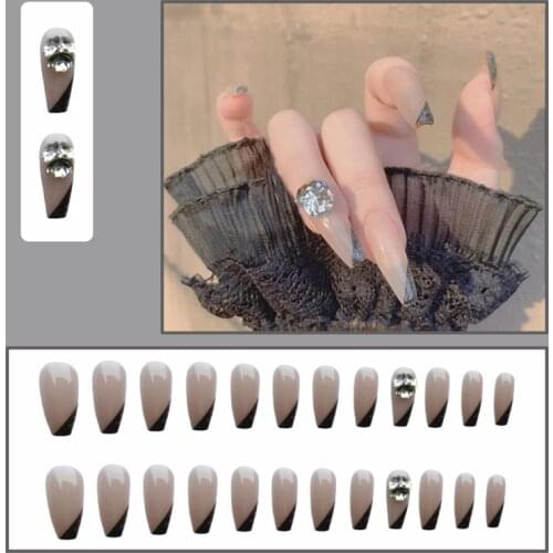 24pcs artificial nails Ballet Diamonds Wear Long Paragraph Fashion Manicure Patch False Nails Save Time Wearable Nail Patch TN