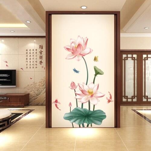 3D Lotus Wall Sticker Flowers Home Decor Teenager Living Room Bedroom Bathroom Decor Self-adhesive Wallpaper Fridge Stickers