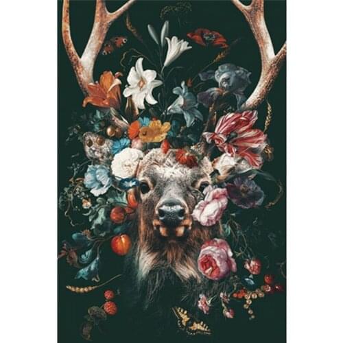Diy 5D Diamond Painting Deer with Flowers full Square/Round Drill mosaic Drill Art cross stitch Embroidery home