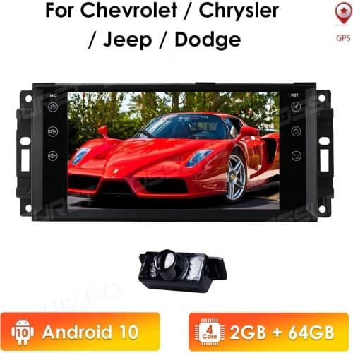 4Core 2G+64G 2din Android10 Car GPS for Jeep Cherokee 2009 2008 2010 Wrangler car stereo for Dodge radio for Chrysler autoradio