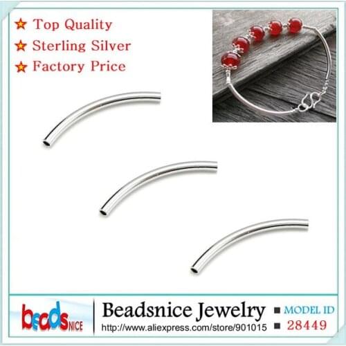 Beadsnice ID28449 top quality silver 925 curved tube beads hot sale silver beads wholesale in factory price