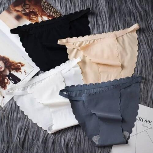 MiiOW Seamless Underwear Womens Mid-waist Ice Silk Antibacterial Cotton Crotch Sexy Hot Temptation Breathable Briefs