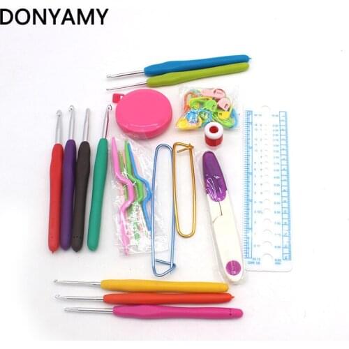 DONYAMY 45 Pcs/ Set Crochet Hooks Stitches Knitting Needle Kit with Zipper Organizer Case DIY Crafts Home Supplies