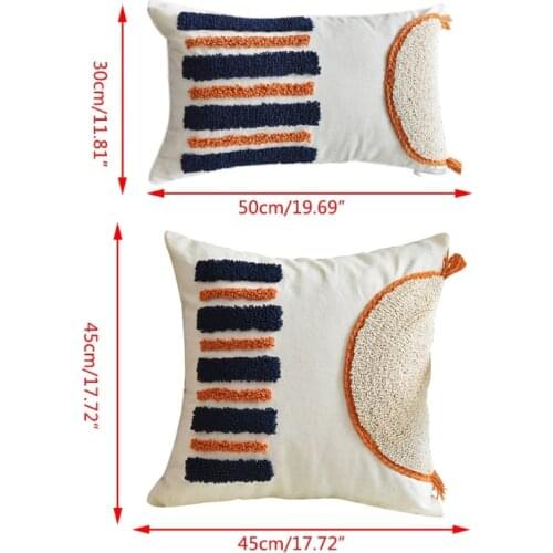 Indian Handmade Tufted Pillow Ethnic Weave Cushion Home Decor Backrest Boho Pillow for Sofa Bed Couch Decorative Home Textile