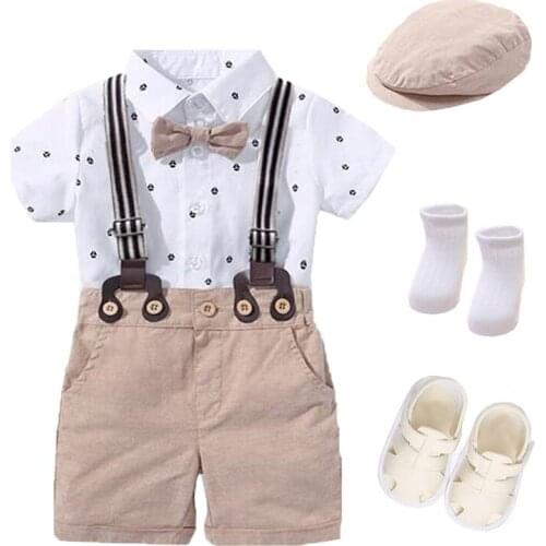 Baby Boy Set Clothing 5Pcs Newborn Baby Summer Clothes Set Gentleman Party Christmas Boy Outfits Kids Wedding Clothing Set