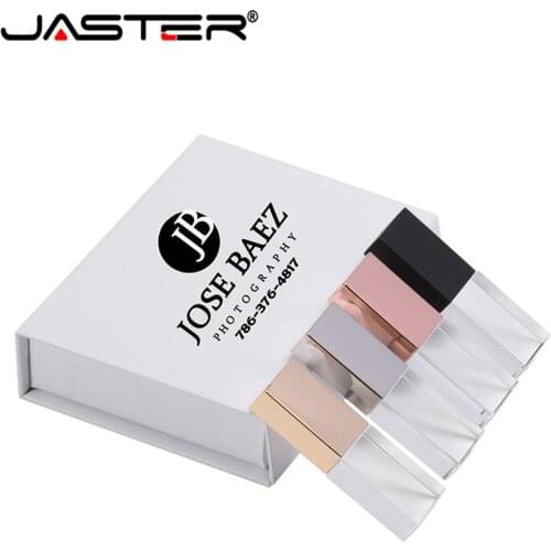 JASTER New Custom LOGO Crystal Usb 2.0 Memory Flash Drive with Gift Box 4GB 8GB 16GB 32GB 64GB (Over 10pcs Free Logo)