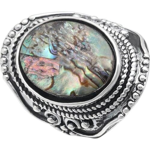 Exaggerated India Style Fire Opal Ring Antique Silver Color Abstract Colored Pattern Design Wedding Bands Big Oval Ring Women