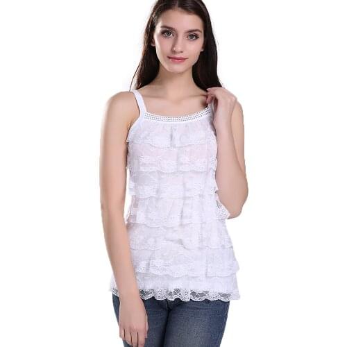 Singwing Women Lace Tanks Blouse Casual Style women Sleeveless Shirts Tank O-neck Solid Color Tanks