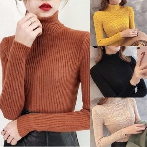 Fashion Slim Bottoming Sweater Sweater Knitwear Womens Free Size High Neck Pullover Slim Fit All-match Tight Long-sleeved Top