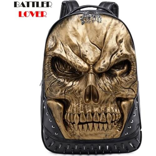 Men and Women Back Packs Steam Punk Rivet Personality Travel Bagpack 3D Skull Backpacks Laptop Schoolbag For Teenagers Unisex