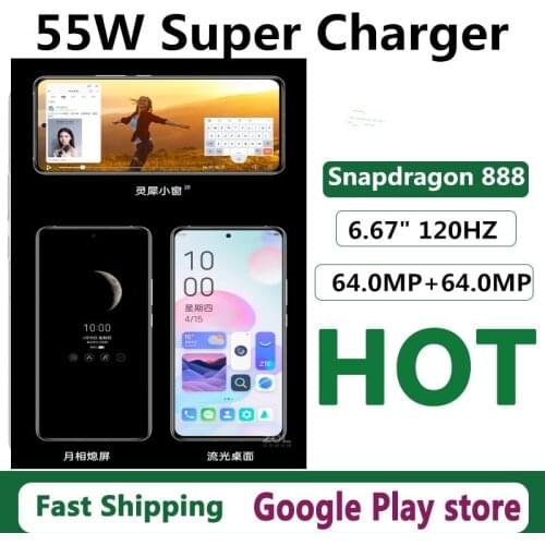 New ZTE Axon 30 Pro 5G Cell Phone Dual Sim Fingerprint 6.67" 120HZ Snapdragon 888 Face ID 64.0MP Android 11.0 OTA 55W Charger