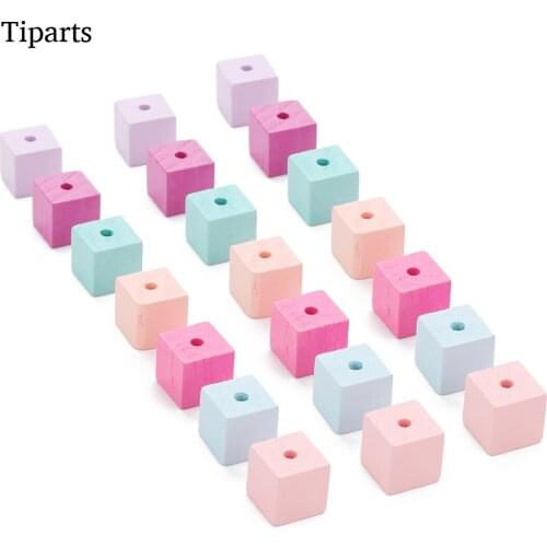 Wholesale 10pcs/lot 20/15mm Colorful Polygon Bead Wooden Beads Mixed Colors Square Bead For Necklace Jewelry Making