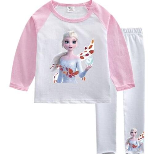 Autumn Kids Clothes Korean Fashion Toddler Children Outfits Set Frozen Elsa Princess Long Sleeve Shirt&pants Two Piece Clothing