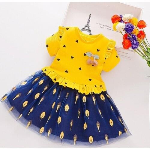 Toddler Girl Fall Clothes 2020 Mesh Princess Dress Pink White Baby Girls Fashion Print Love Strawberry Dress Kids Clothes