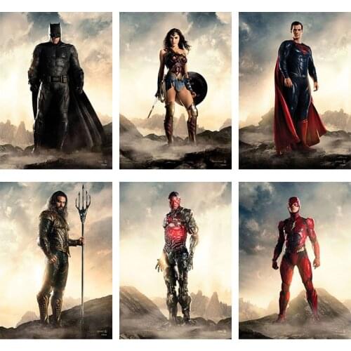 DC Comic Justice League Movie Poster Wonder Woman Batman Canvas Painting Wall Art Print for Living Room Home Decoration Cuadros