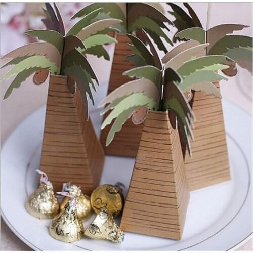 60pcs/lot Gift Box Packaging Wedding Favor Candy Box Coconut tree Event Party Supplies Free Shipping