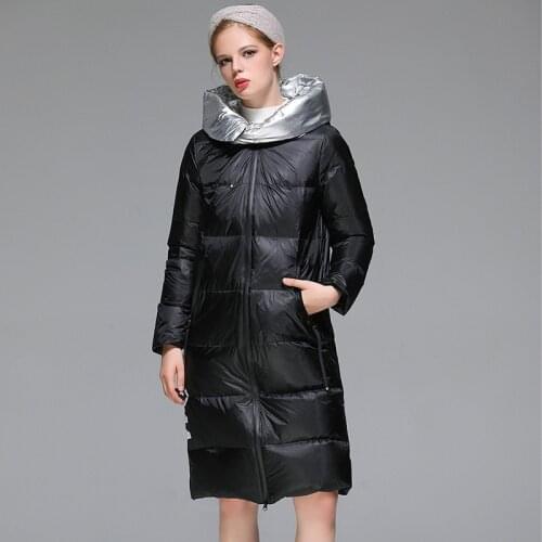 2020 new winter Korean fashion hooded 90 white duck down thickened warm down jacket womens middle long coat