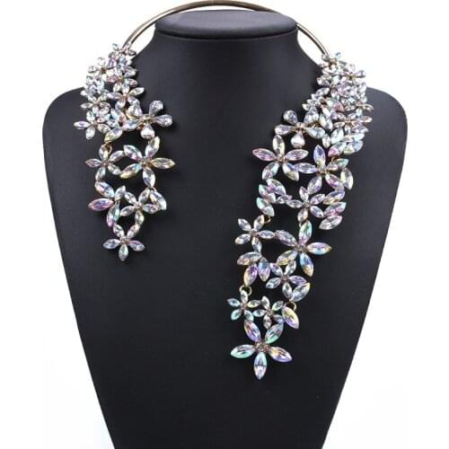 Luxury Crystal Open Chokers Necklaces Women Large Collar Statement Big Choker Necklace Lady Indian Boho Ethnic Necklace Jewelry