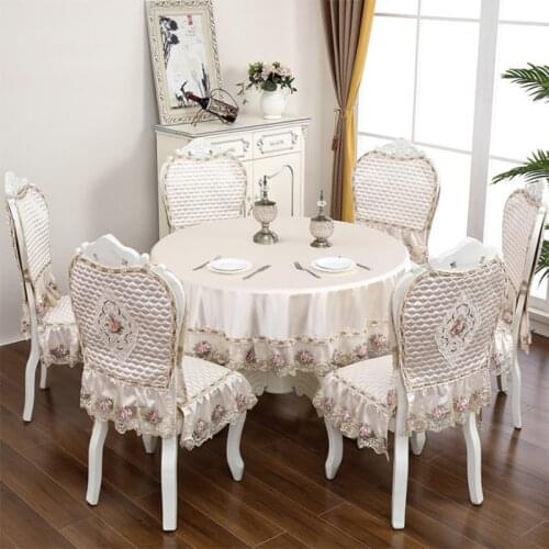 New Solid Color Simple European Simulation Silk Dining Chair Cushion Table Set Chair Cover Fabric Round Table Square Tablecloth