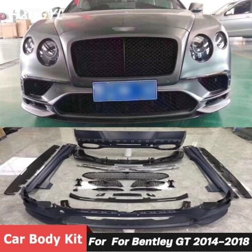 ST Style Unpainted FRP Carbon Fiber Front Rear Bumper Spoiler Side Skirts For Bentley Continental GT 2014-2018