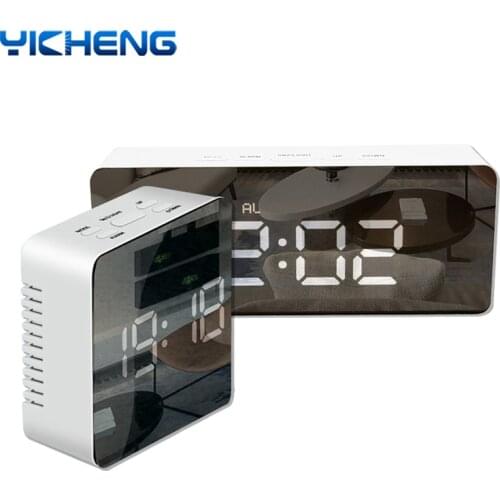 LED Mirror Screen Creative Digital Alarm Clock Snooze Time Date Temperature Display Multifunctional Desktop Electronic Clock