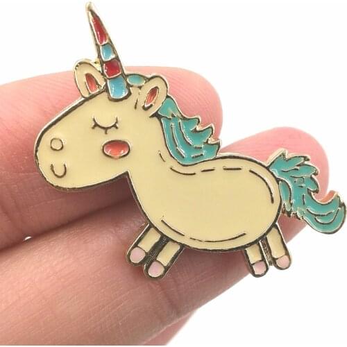 Timlee X223 New Cartoon Lovely Animals Unicorn Metal Brooch Pins Fashion Jewelry Wholesale