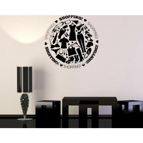 Shopping Style Fashion Shop Wall Stickers Decor Sale Girl Room Wall Decals E-co Friendly Vinyl Wallpaper Hot Sale Mural SA853