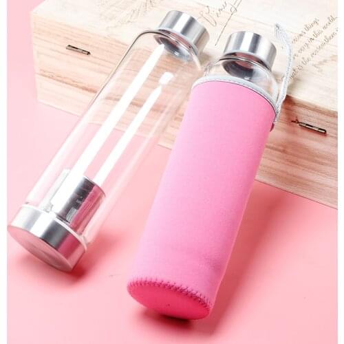 Resistant 550ML High Temperature Water Bottles Glass Sport Water Bottle with Tea Infuser Protective Bag Water Bottle BS50SP