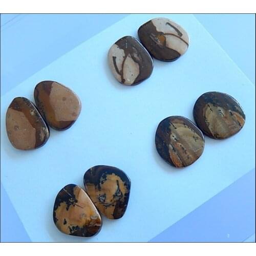 On sale,fashion jewelry 4 Pairs Picture Jasper earring Cabochon Pair,22X15X3mm,18x17x3mm,13.67g