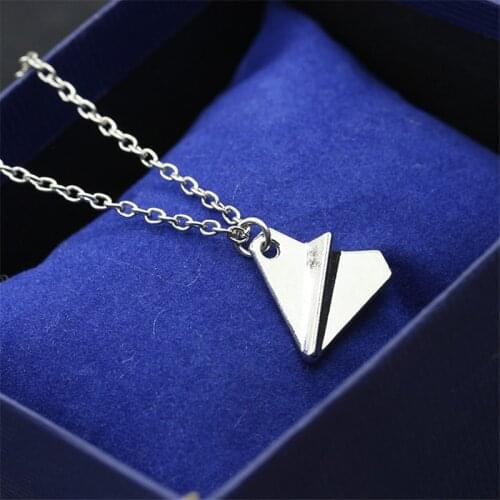 RONGQING 1Pcs Girl Jewelry Fashion Origami Plane Pendant Necklace Children Gift Idea Aircraft Chain Necklace Collars