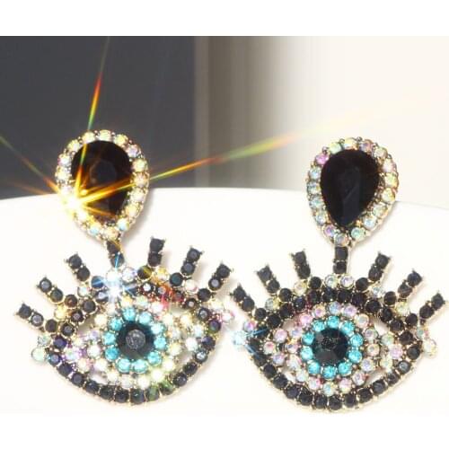YaYi Jewelry Fashion Multi-Color Glass Rhinestone Dangle Crystal Womens Ancient Gold Color Eye Of The Demon Band Earrings