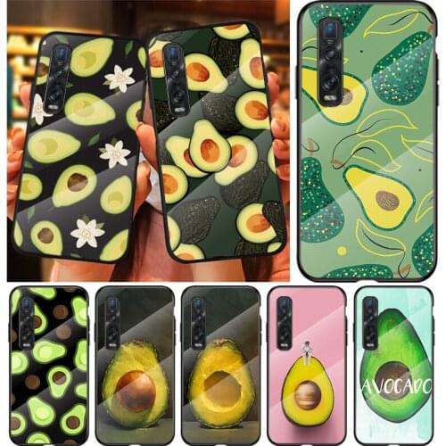 Tempered Glass Cover Avocado Cute Fruit For OPPO A9 2020 A52 Find X2 Lite Realme 7 7i 6 5 Pro C3 XT Shockproof Phone Case