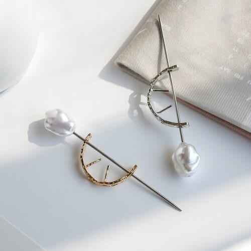 2021 Metal Barrette Curved Hair Stick Hairpins Arc Irregular Pearl Bridal Tiara Hair Accessories Wedding Hairstyle Design Tools