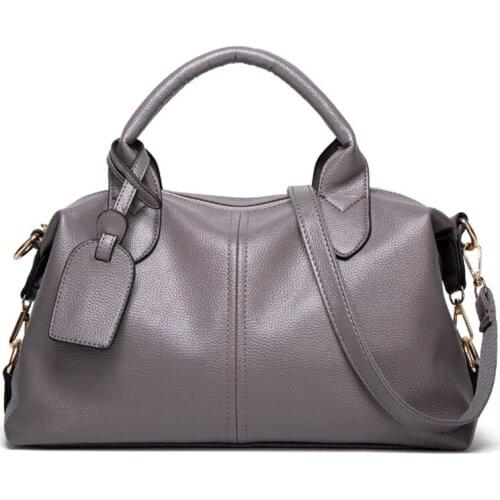 Women Natural PU Leather Handbag Vintage Designe Handbag Fashion Shoulder Bag Ladies Casual Tote Bag