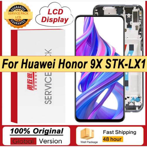 100% Original 6.59'' Display with frame for Huawei Honor 9X STK-LX1 LCD Touch Screen Digitizer Honor 9X premium Global Edition