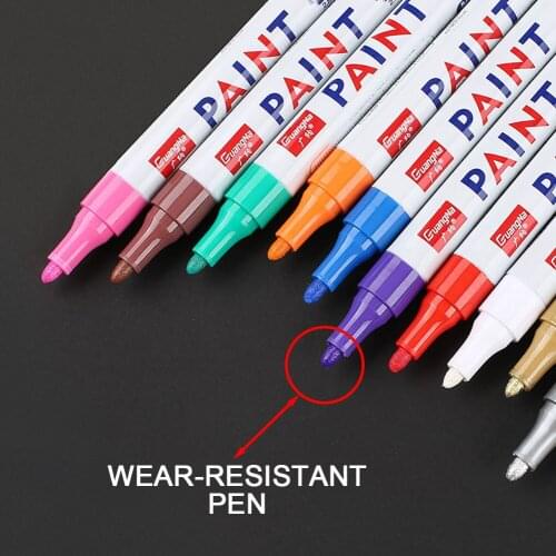12 Color Car Paint Pens Waterproof Wheel Tire Oil Paint Marker Pen Car Rubber Tread CD Metal Permanent Paint Marker Pen White