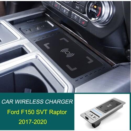 15W car wireless charger For ford exploror f150 SVT raptor 2017-2020 phone fast charging adapter cigarette light for iPhoneX