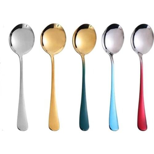 18Cm * 4.5Cm Ronde Kop Koffie Spoon Roestvrij Staal Mengen Thee Dessert Cake Scoop Multicolor Keuken Servies Accessoires