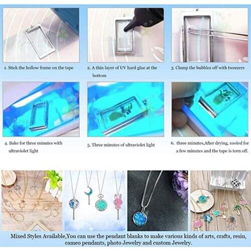 2Pcs Bowtie Wing Heart Resin Blank Frame Pendant Open Bezel Resin Jewelry Making