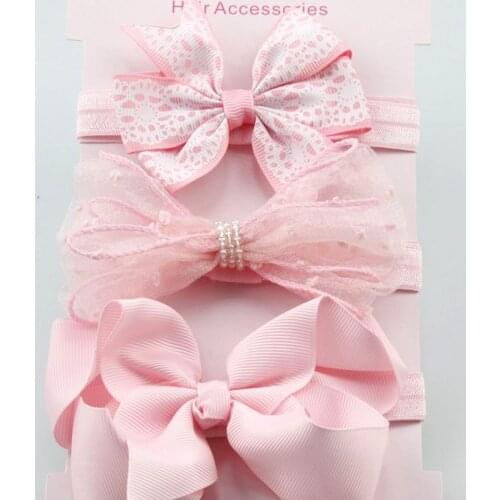 3pcs Baby Girls hair accessories Sets Kids Elastic Floral Headband Girls baby Bowknot Elastic Hair bands Headwear Hairband Set