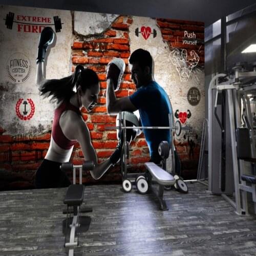 Gym Bodybuilding Boxing Fitness Bar Background Wall Paper Custom 3D KTV Mural Clothing Shop Decoration Wallpaper