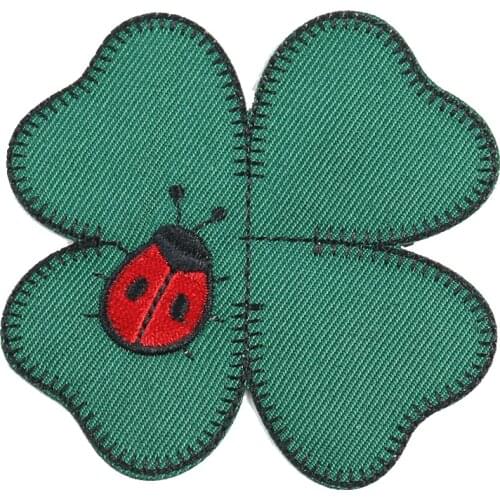 5PCS Embroidery Patches Lucky Four Leaf Clover Applique Cartoon Ladybug Clothes Sticker Garment Sewing DIY Accessories Wholesale