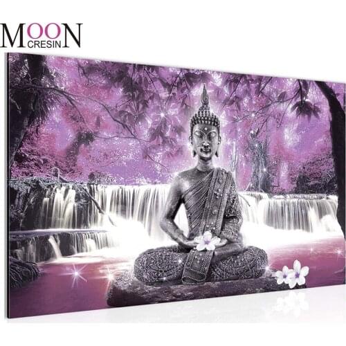 Buddha Waterfall Landscape 5D Diy Diamond Painting Wall Art Large Diamond Mosaic Full Square & Round 3D Drill Diamond Embroidery
