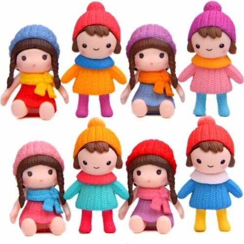 8pc Girl Doll Miniatura Dollhouse Garden Home Bonsai Decoration Mini Toy Miniature Pvc Craft Ornaments Micro DIY Cake Decor