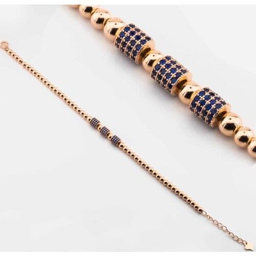 Rose Gold 925 Sterling Silver Bracelet with Blue Zircon Stone