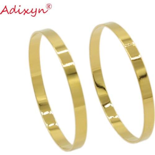 Adixyn 2pcs/lot Baby bangle Gold Color Bracelet Jewelry For Kids/child Luxury Fashion Jewelry Birthday Gifts N10081