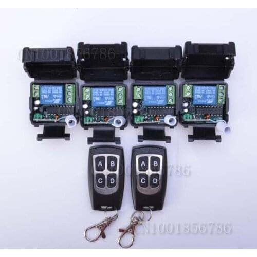12V 1CH wireless switch RF Wireless remote control switch system 3 transmitter +4 receiver FreeShipping